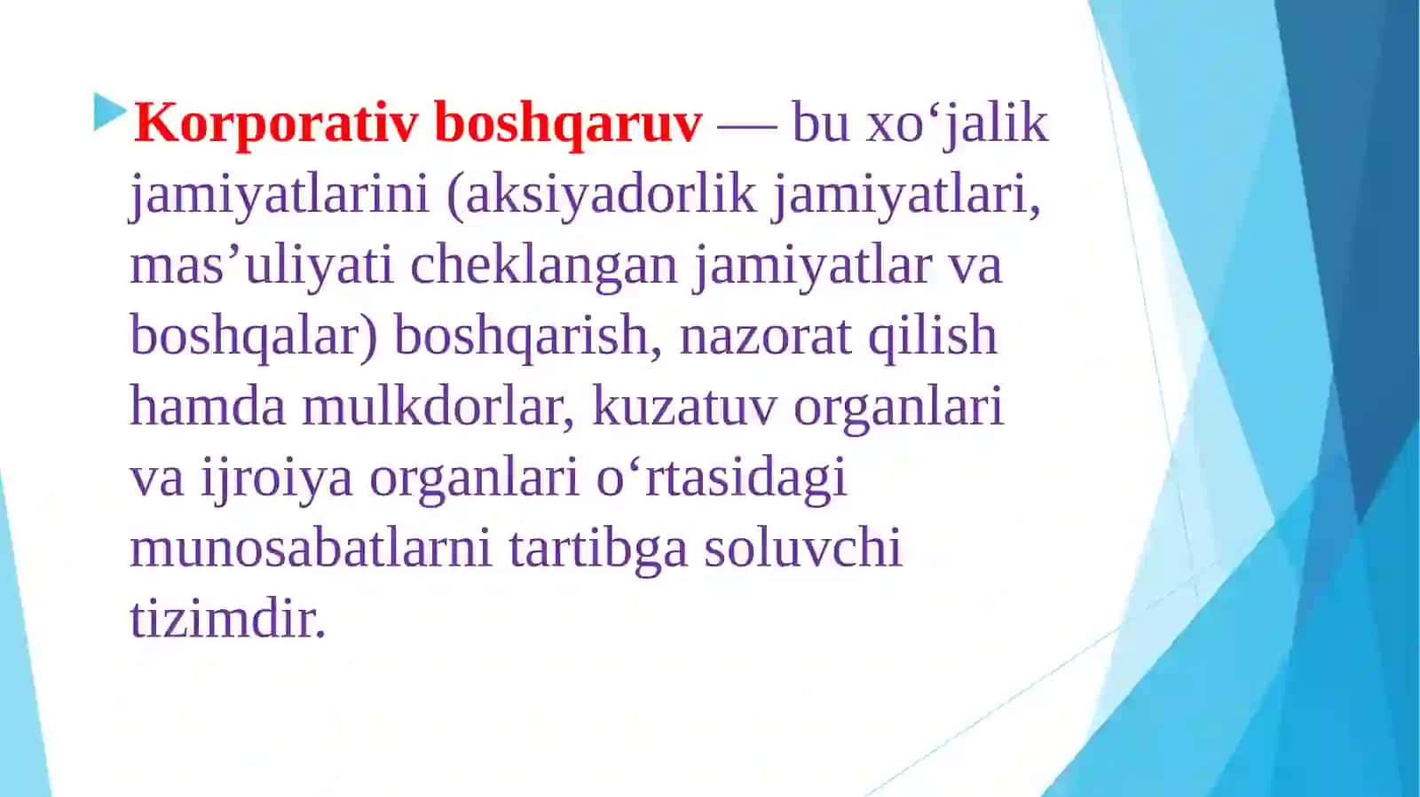 Korporativ boshqaruvning huquqiy va institusional asoslari 2
