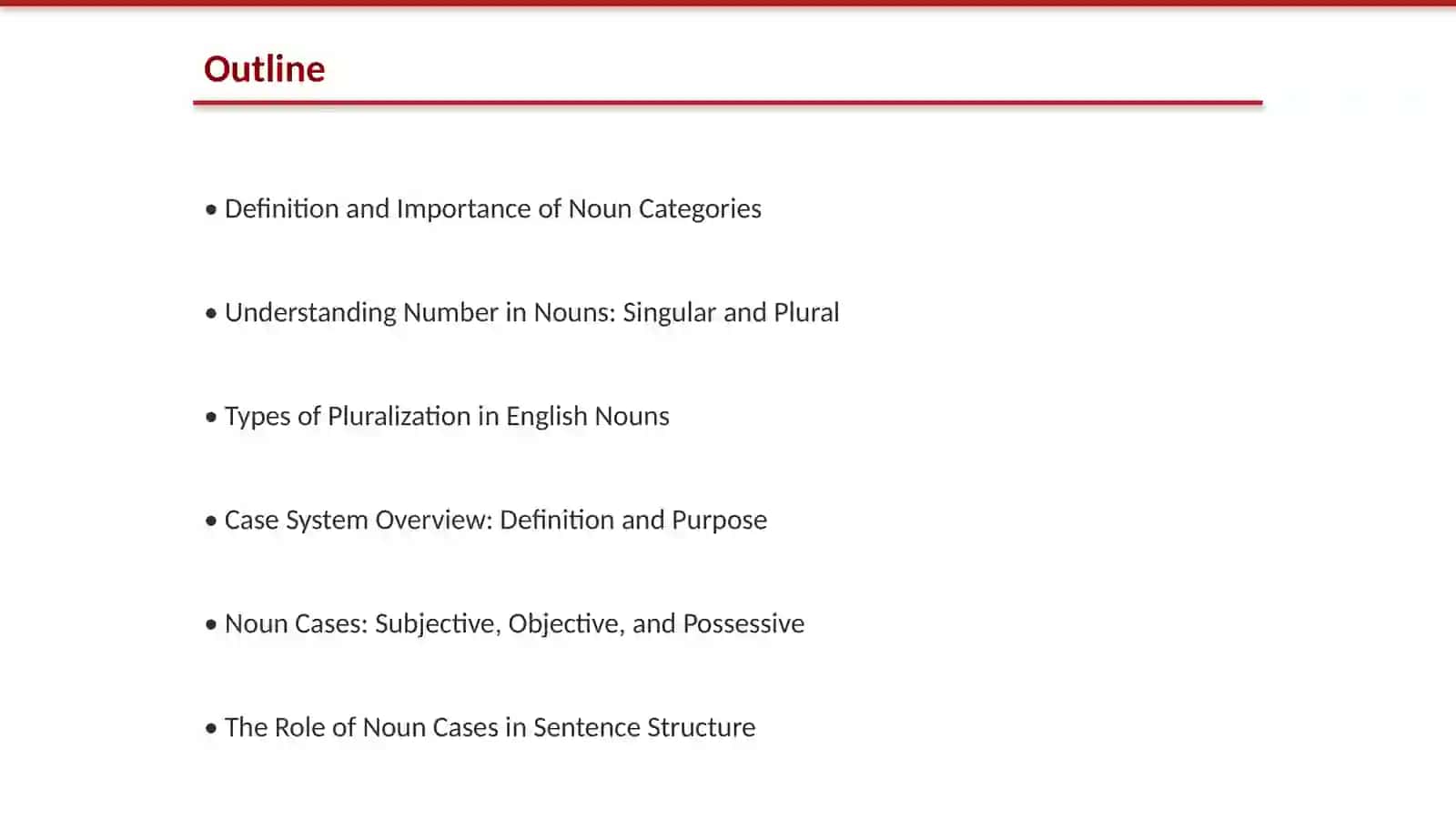 The grammatical categories of nouns:number and case 2