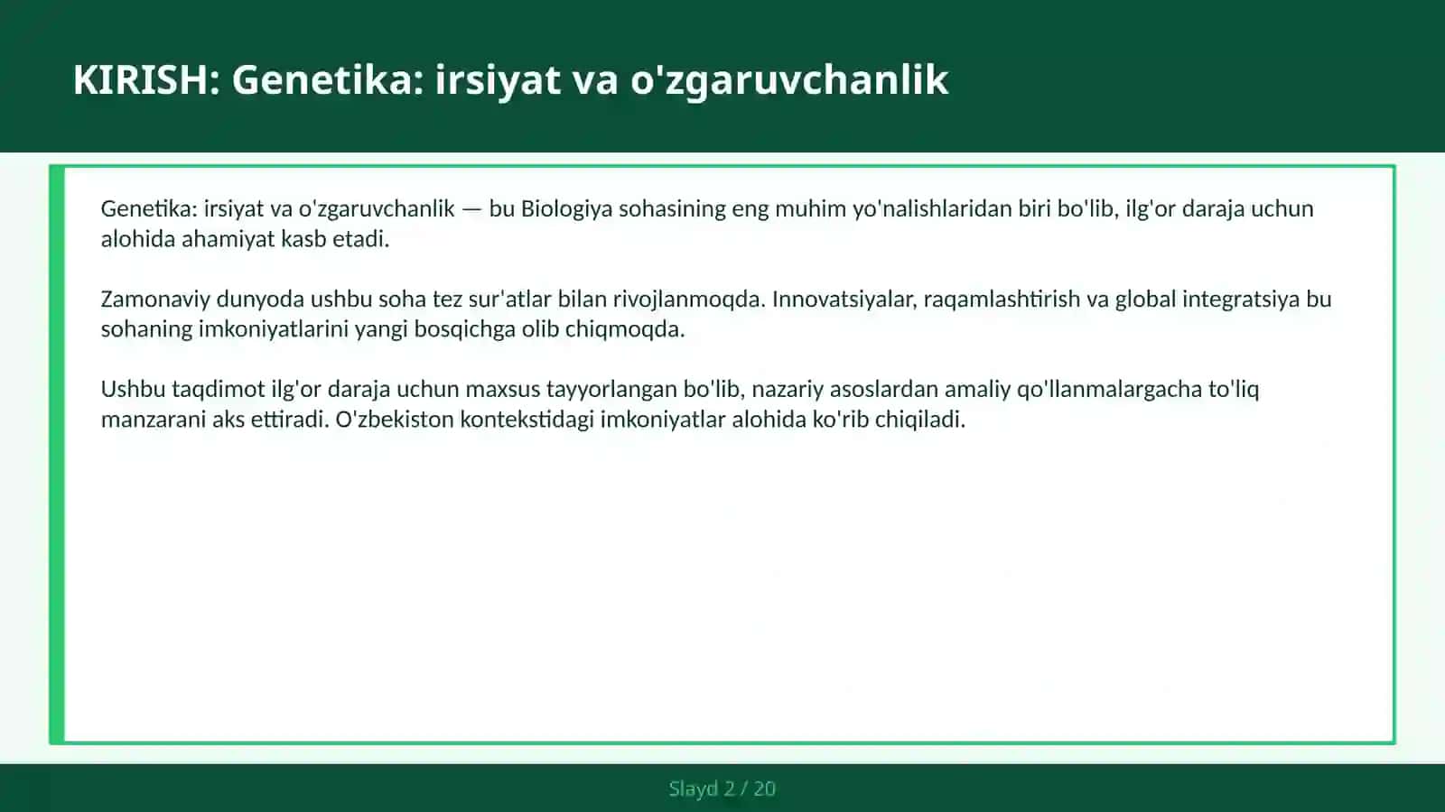 Genetika: irsiyat va o'zgaruvchanlik 2