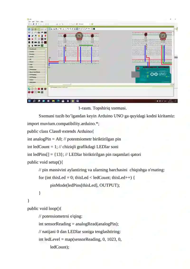 Potensiometr. Arduino orqali yorug‘lik diodini yorug‘lik darajasini o‘zgartirishini namoyish etish 2
