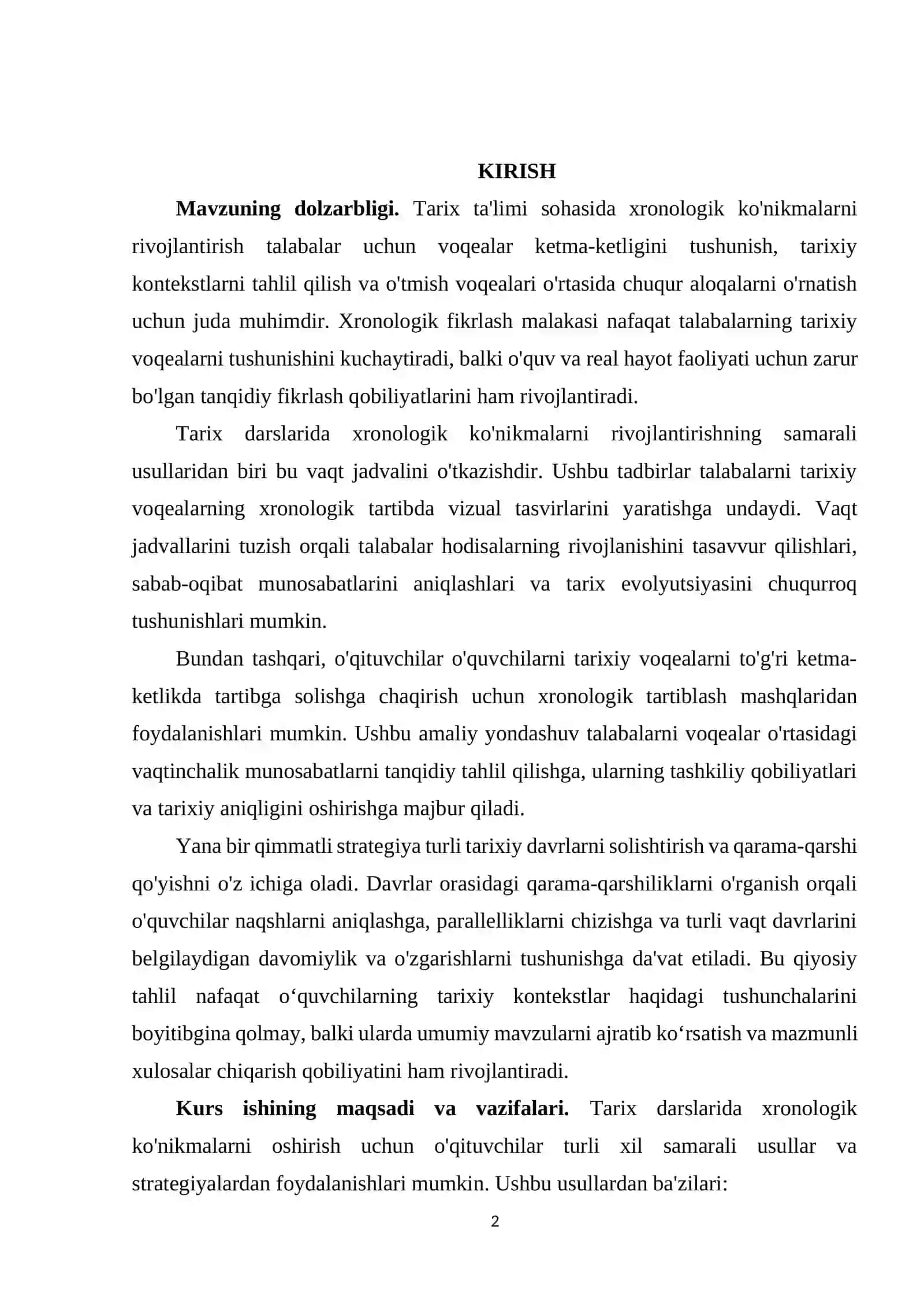 Tarix darslarida xronologik ko'nikmalarni shakllantirish usullari 2