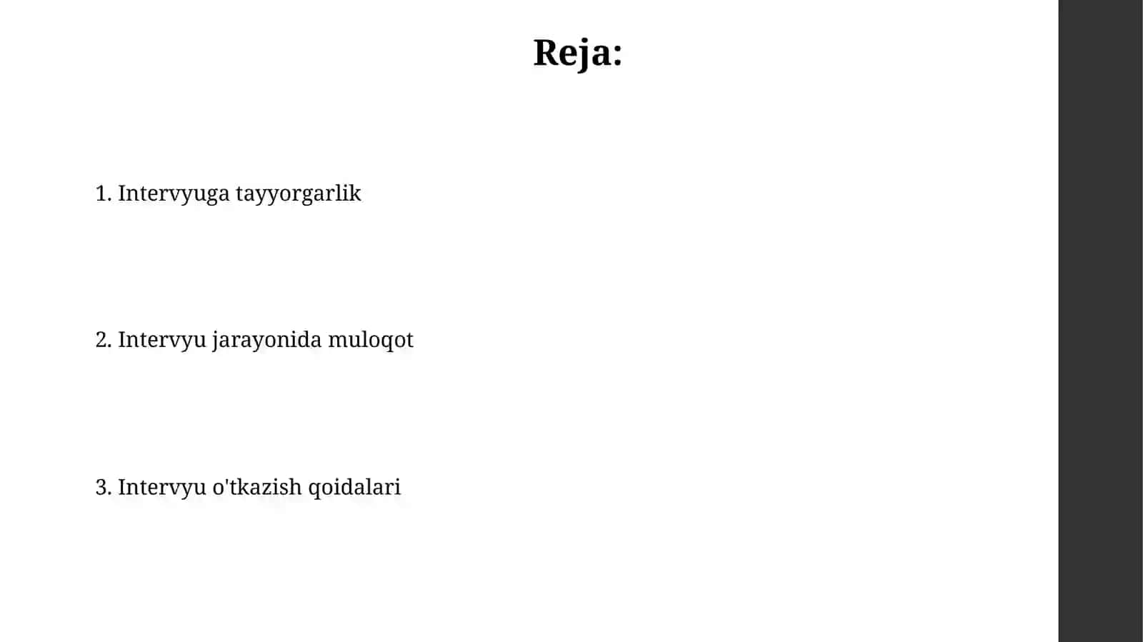 Intervyu olish va intervyu berish qoidalari 2
