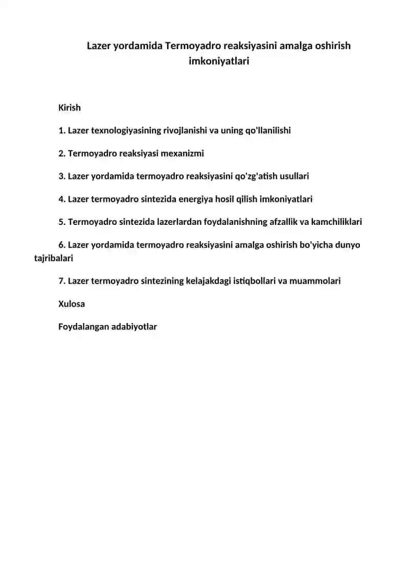 Lazer yordamida termoyadro reaksiyasini amalga oshirish 2