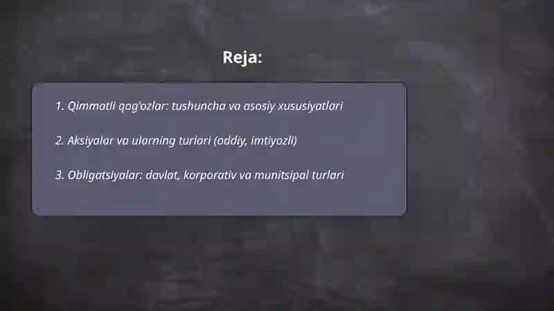 Qimmatli qog'ozlar 2