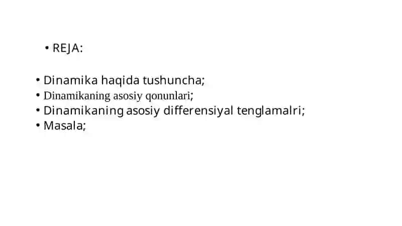 Dinamika qonunlari va masalalari 2