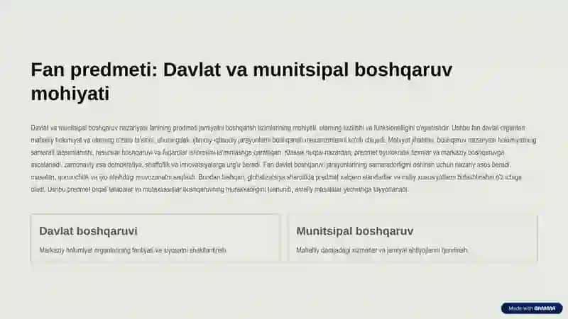 Davlat va munitsipal boshqaruv nazariyasi: Klassik va zamonaviy yondashuv 2
