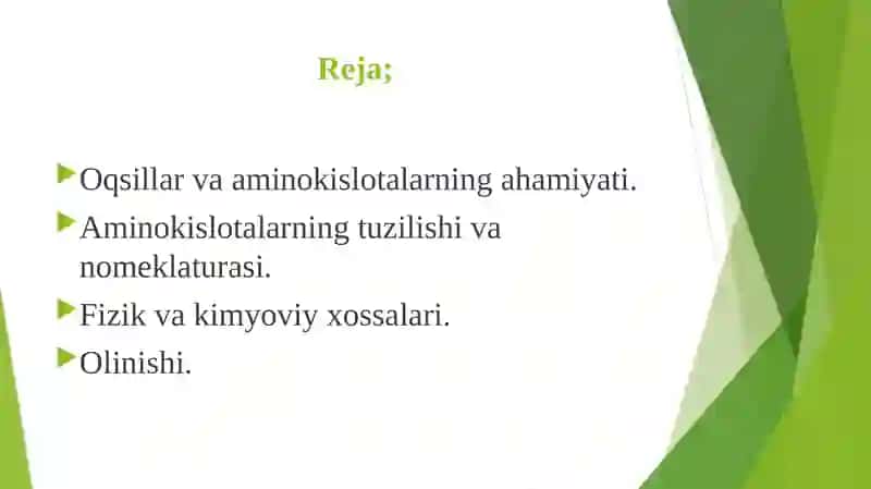 AMINOKISLOTALAR VA OQSILLAR 2