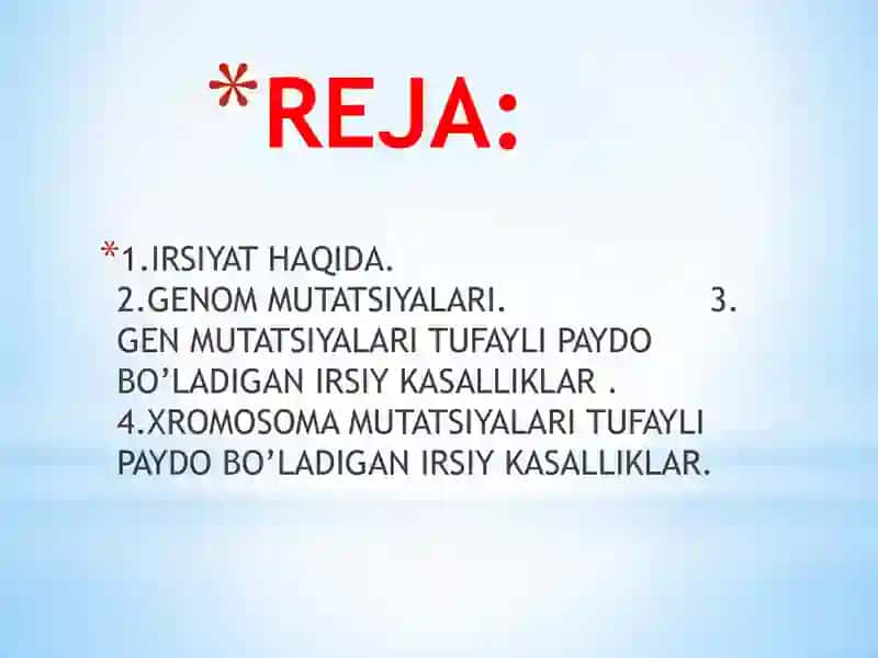 IRSIYAT VA IRSIY KASALLIKLAR 2