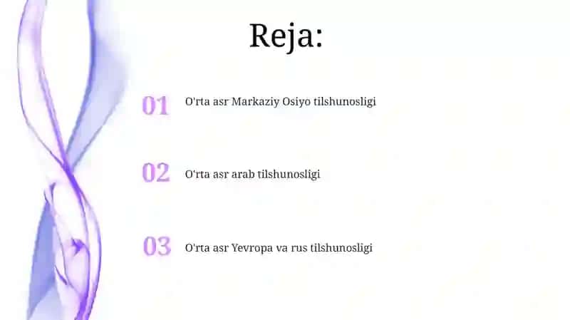 O'rta asrlar tilshunosligi (Arab O'rta Osiyo Yevropa va Rus tilshunosligi) 2
