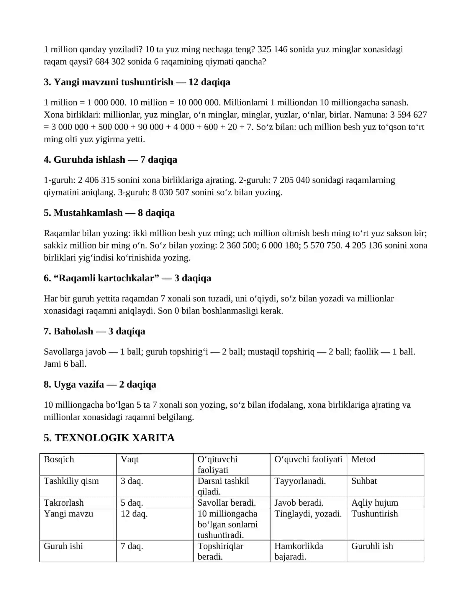 5-SINF MATEMATIKA FANIDAN DARS ISHLANMASI VA TEXNOLOGIK XARITA 2
