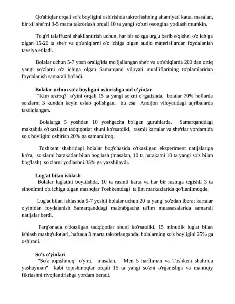 Bolalarda lug‘atni shakllantirishga doir mashg‘ulotlar turlari 2