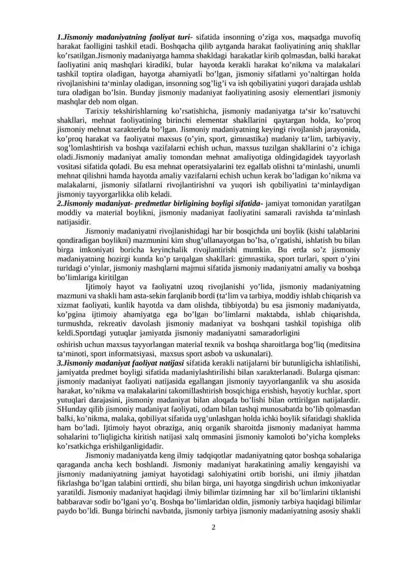 Jismoniy tarbiya nazariyasi va metodikasi 2