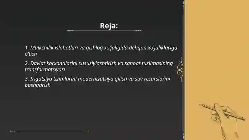 Mustaqillik yillarida qishloq xoʻjaligi va sanoat sohasidagi oʻzgarishlar 2