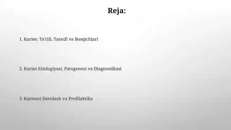 Kariesning ta'rifi va tasnifi 2