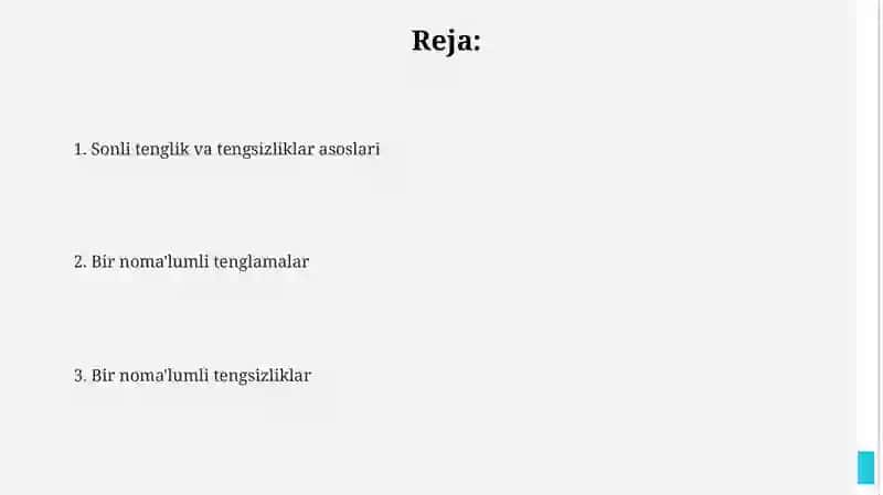 Sonli tenglik va tengsizlik 2