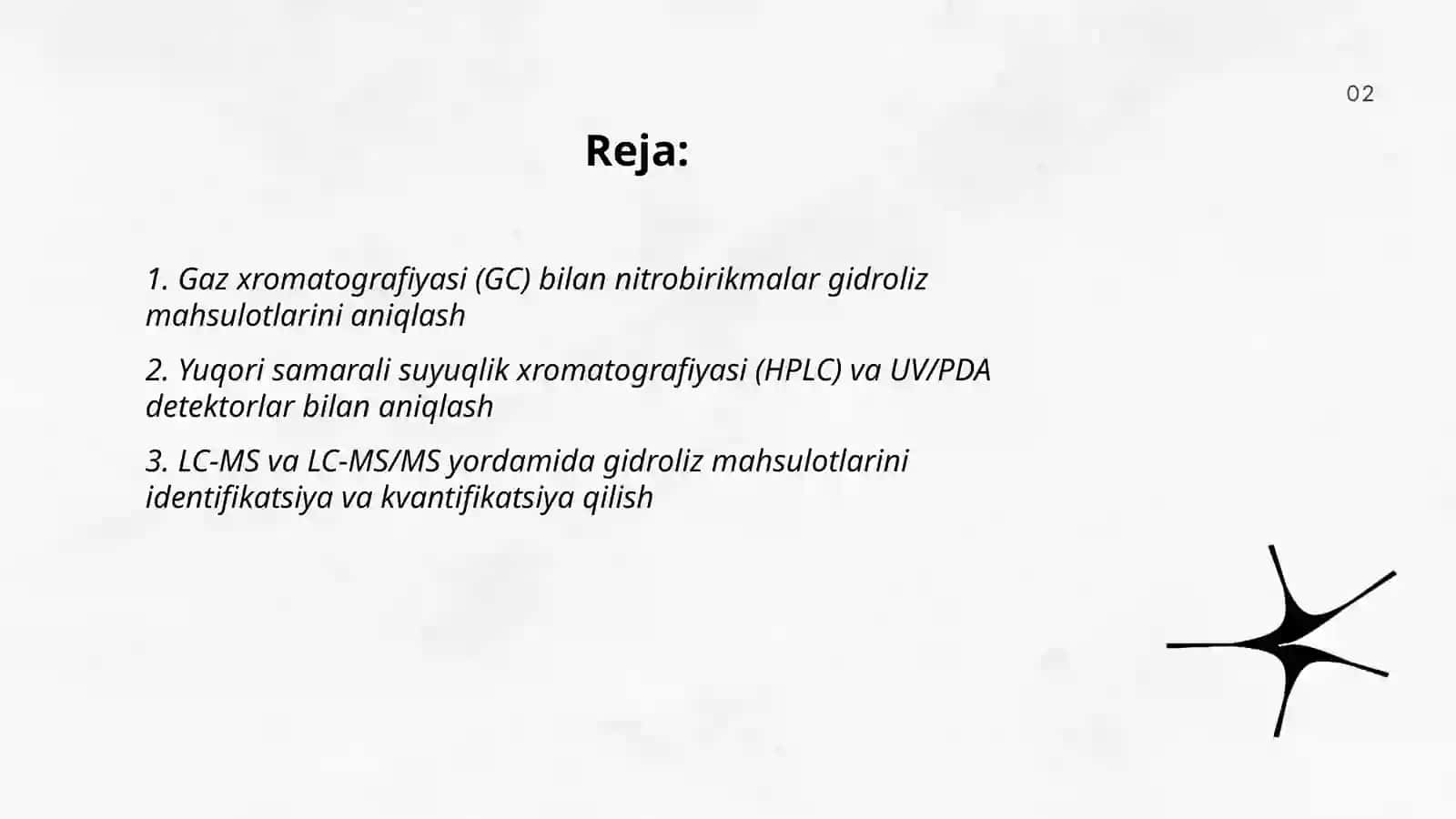 Nitrobirikmalarni gidroliz qilish mahsulotlarini aniqlash usullari 2