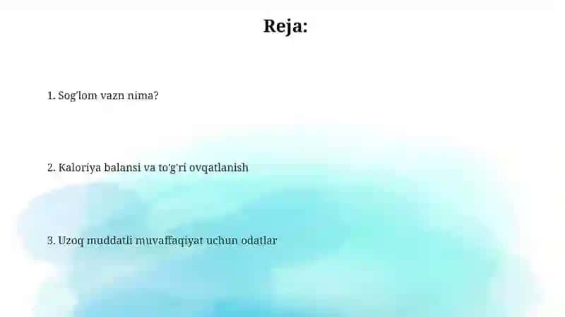 Tana vaznini me’yorda saqlash 2