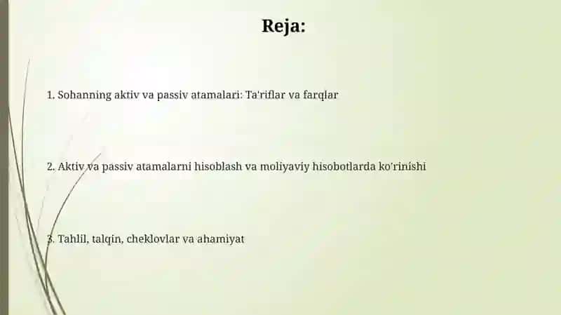 Sohaning faol va nofaol terminlari 2
