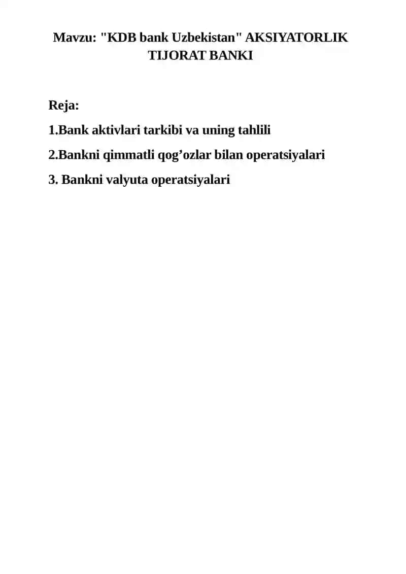 "KDB bank Uzbekistan" AKSIYATORLIK TIJORAT BANKI 2