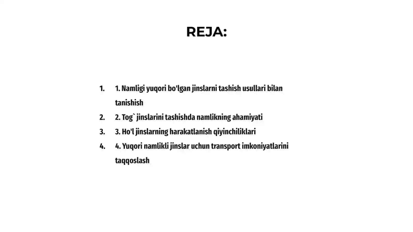 Yuqori namlikka ega tog’ jinslarini tashish 2