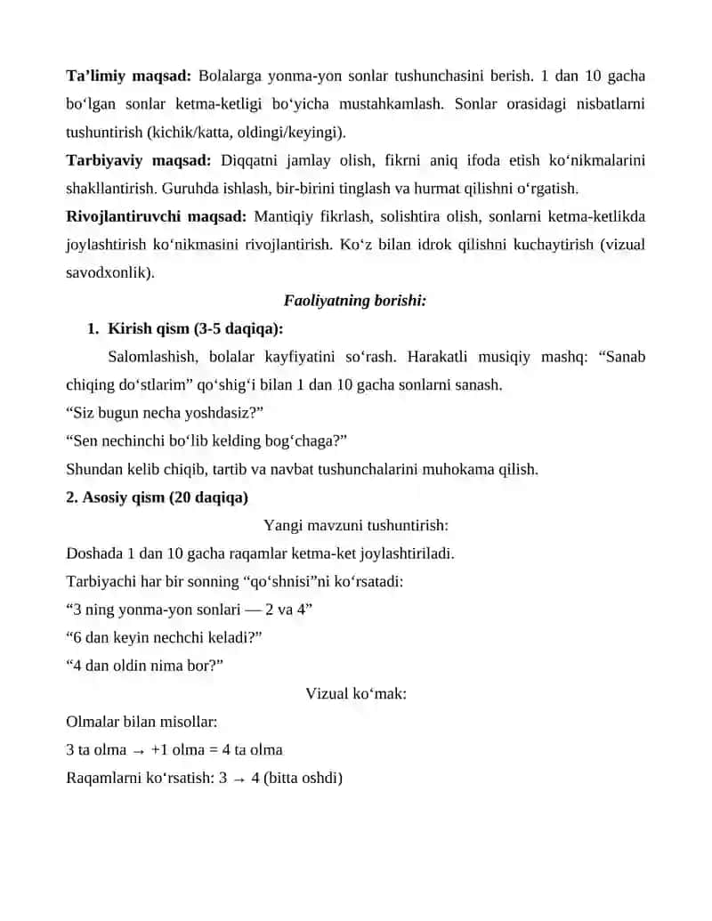 Yonma-yon turgan sonlar orasidagi munosabatni tushuntirish 2