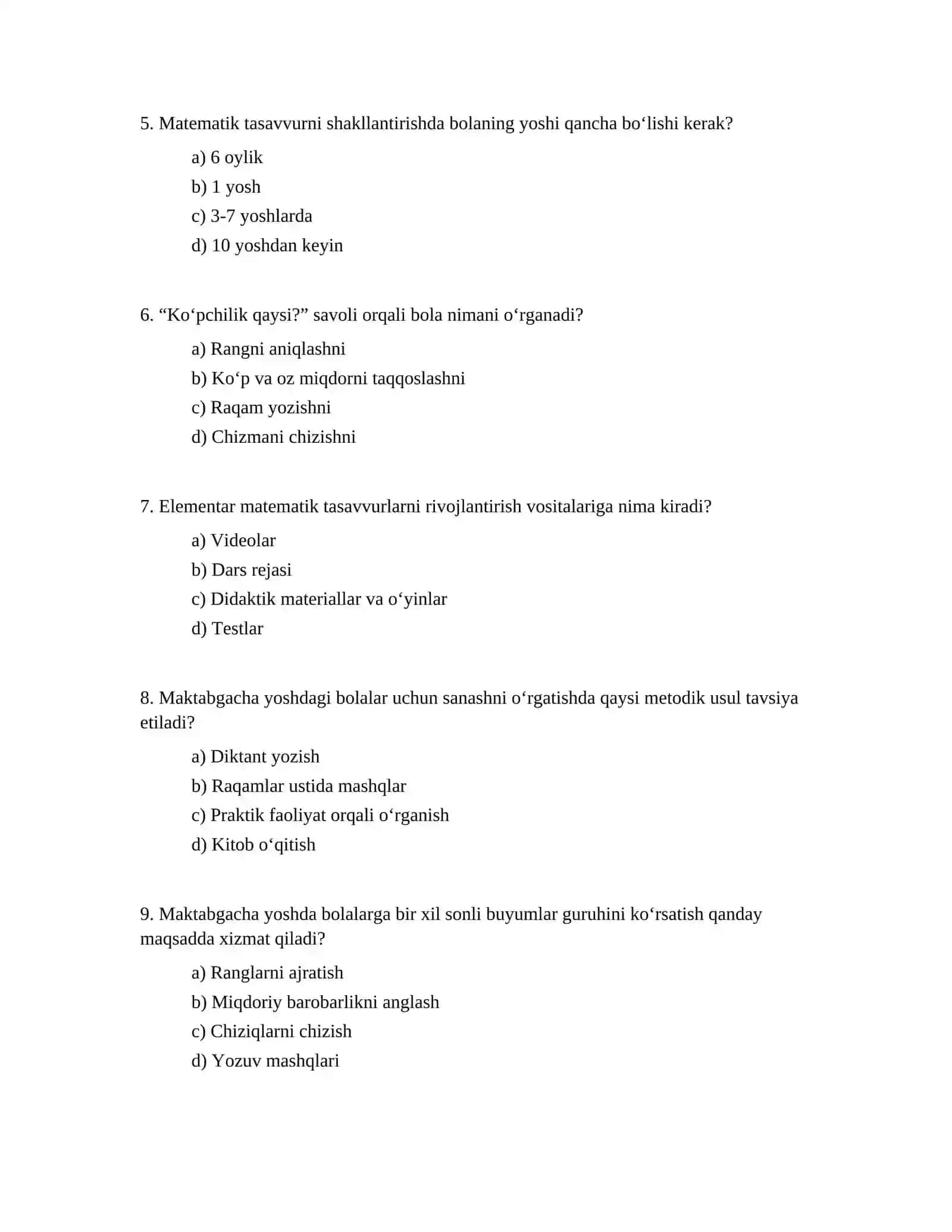 Maktabgacha ta'lim tashkilotlarida elemintar matematik tasavvurlarini shakllantirishda miqdoriy haqida tushuncha shakllantirish metodlar 2