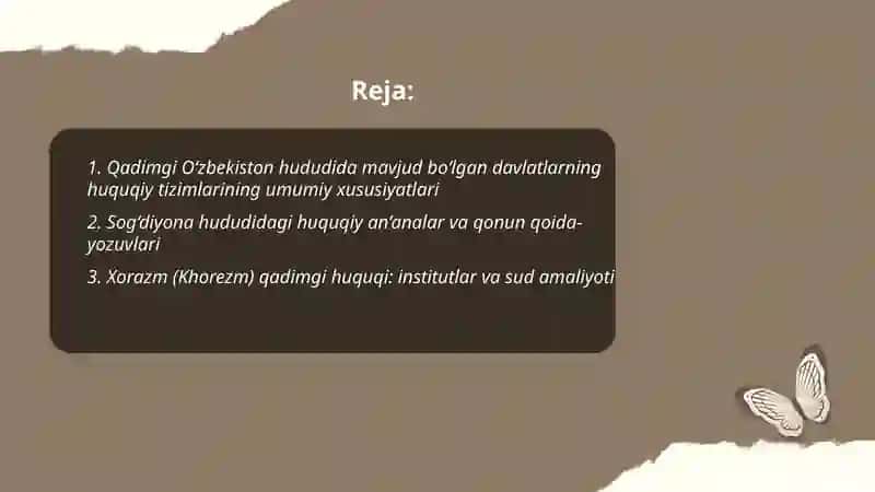 Qadimgi O‘zbekiston hududidagi davlatlar huquqi 2