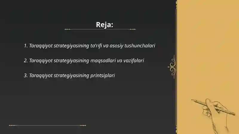 Taraqqiyot strategiyasining mazmuni va mohiyati 2