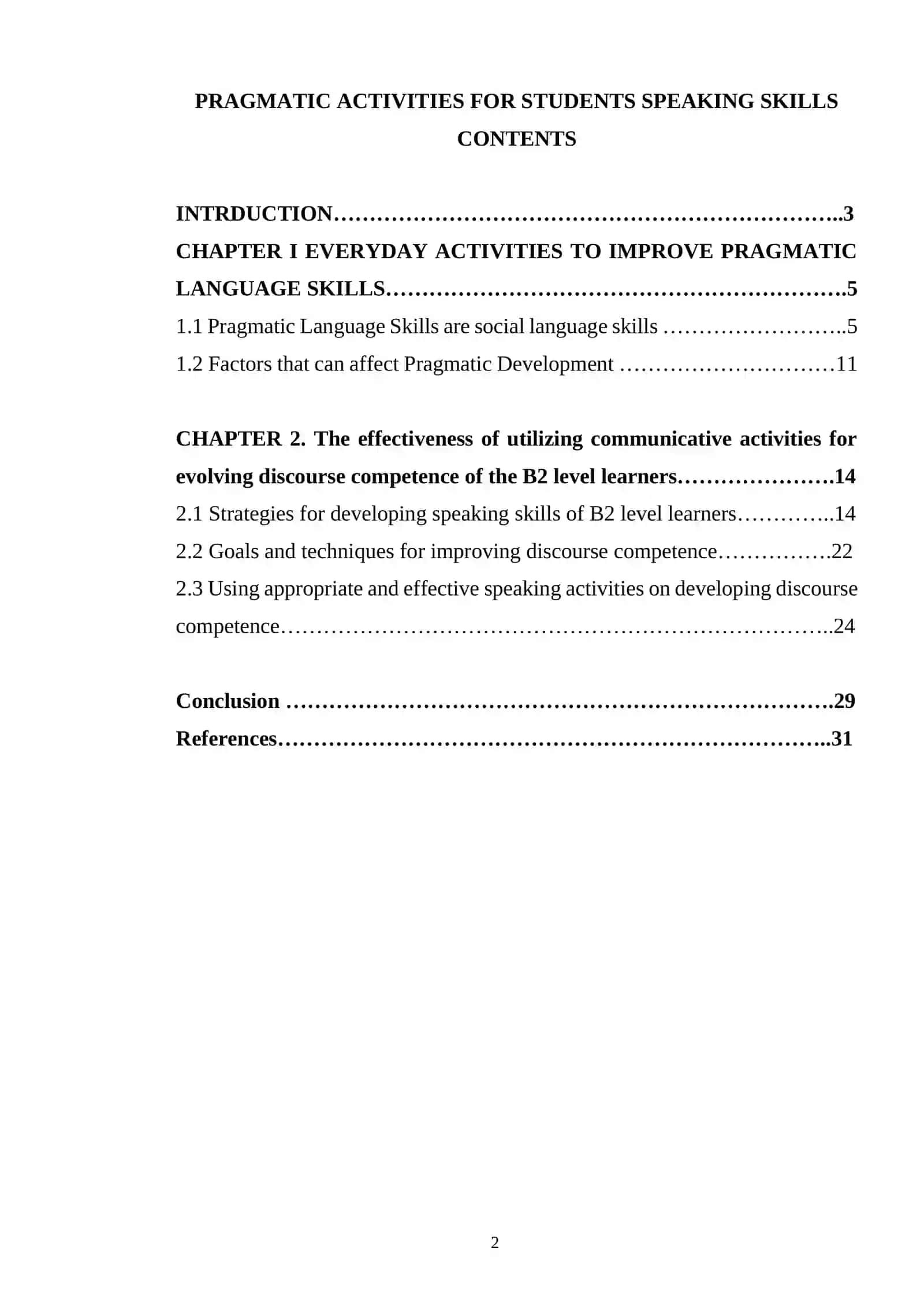 PRAGMATIC ACTIVITIES FOR STUDENTS SPEAKING SKILLS 2