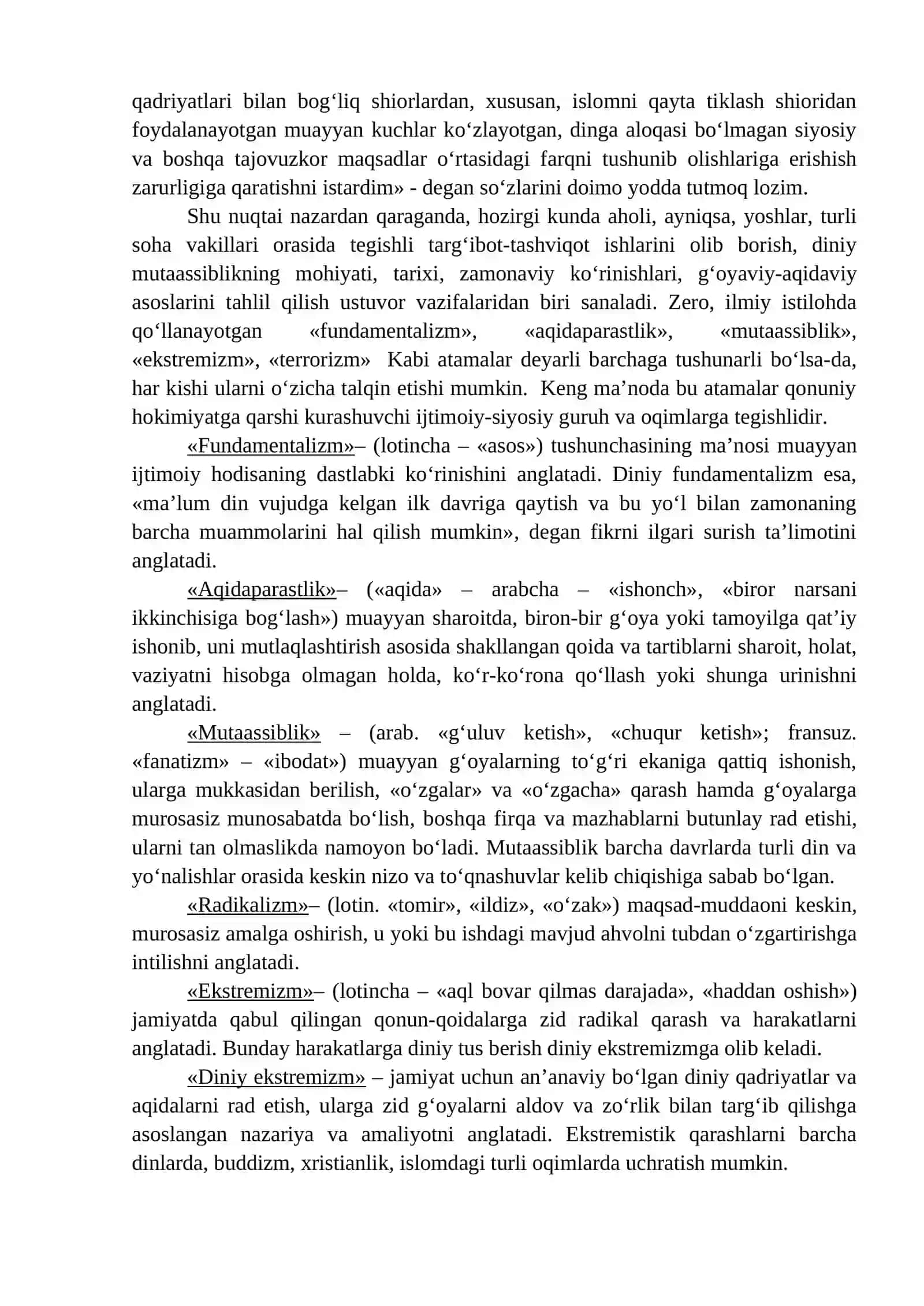 13-mavzu: DINIY FUNDAMENTALIZM, RADIKALIZM VA TERRORIZMNING TARIXI VA YO`NALISHLARI 2