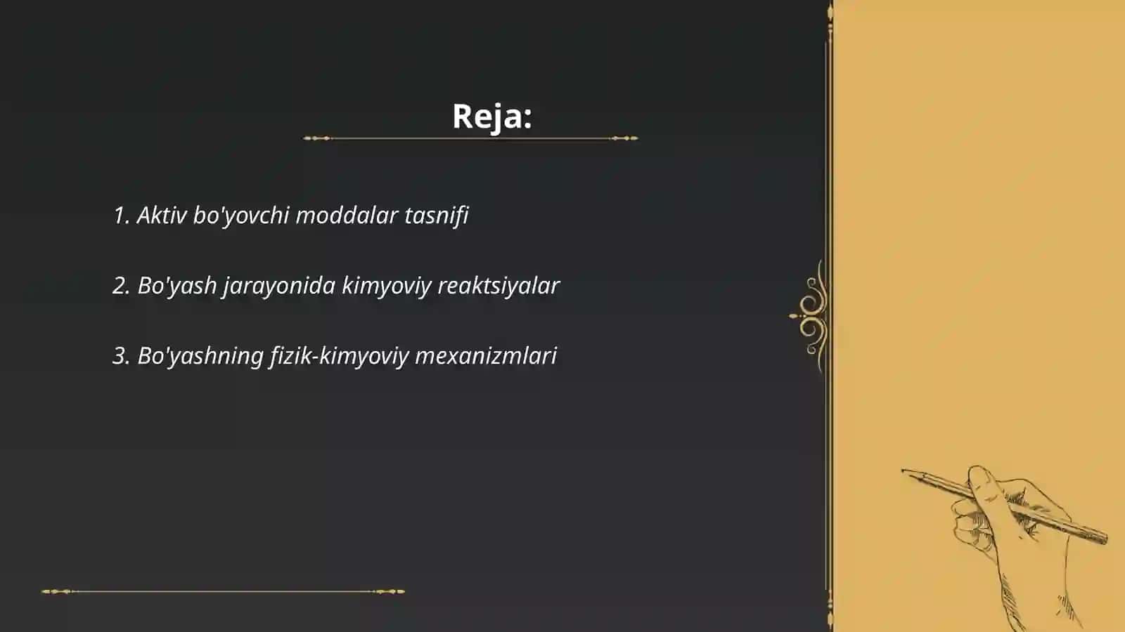 Aktiv bo'yovchi moddalar mexanizmi 2