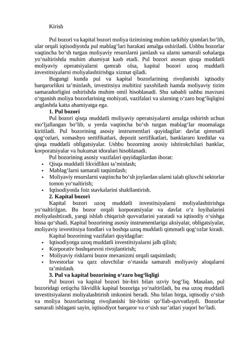 Pul bozori va kapital bozori 2