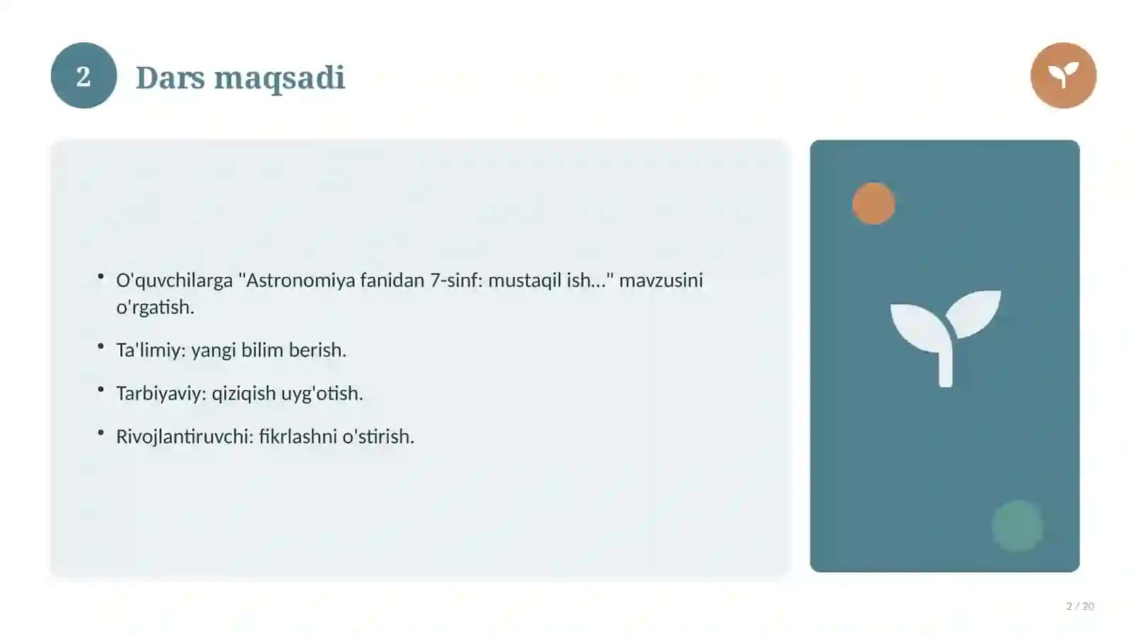 Astronomiya fanidan 7-sinf: mustaqil ish topshiriqlari 2