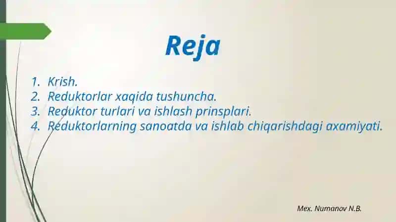 Reduktorlar 2