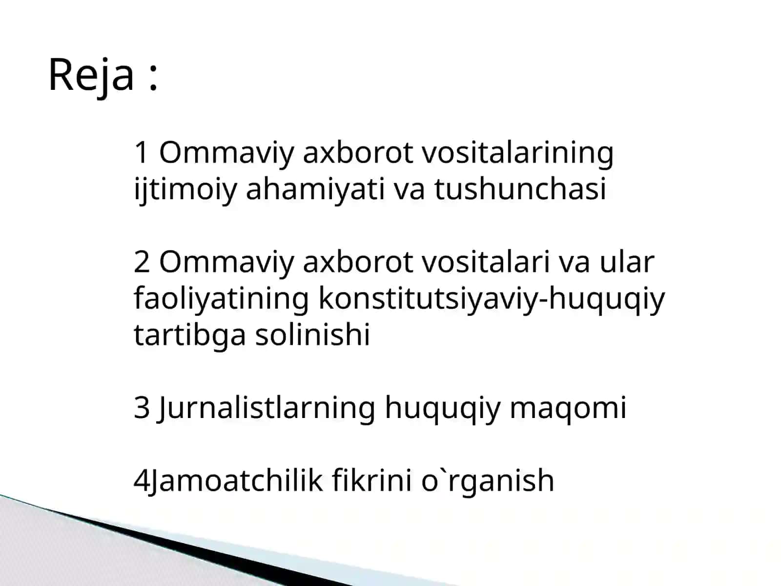 Ommaviy axborot vositalarining faoliyati 2