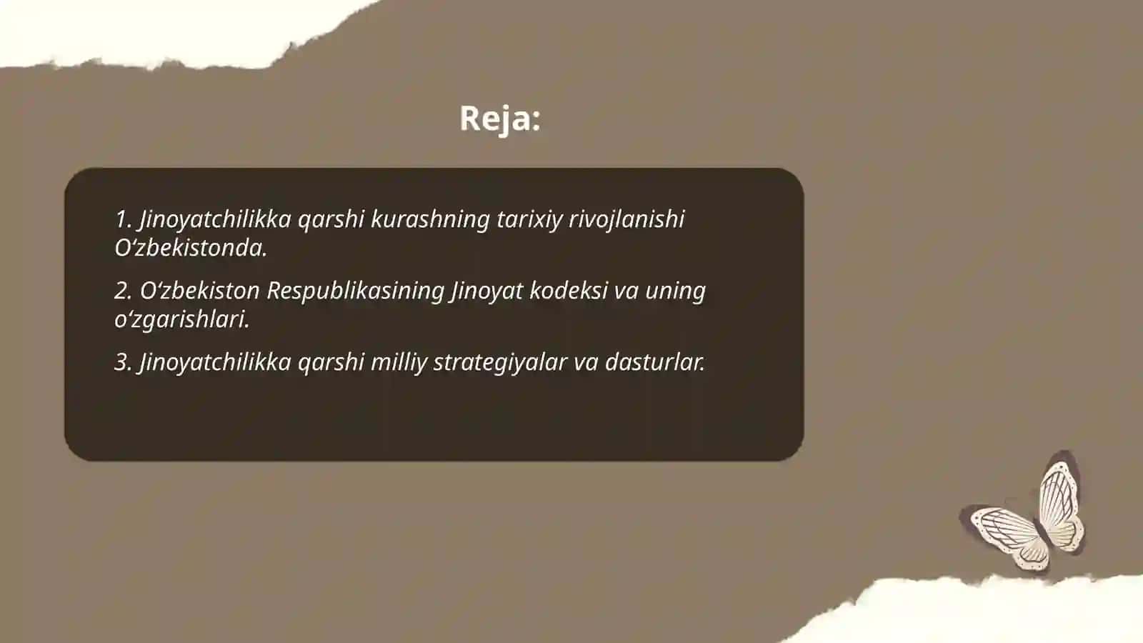 Ózbekistonning jinoyatchilikka qarshi kurash siyosati 2