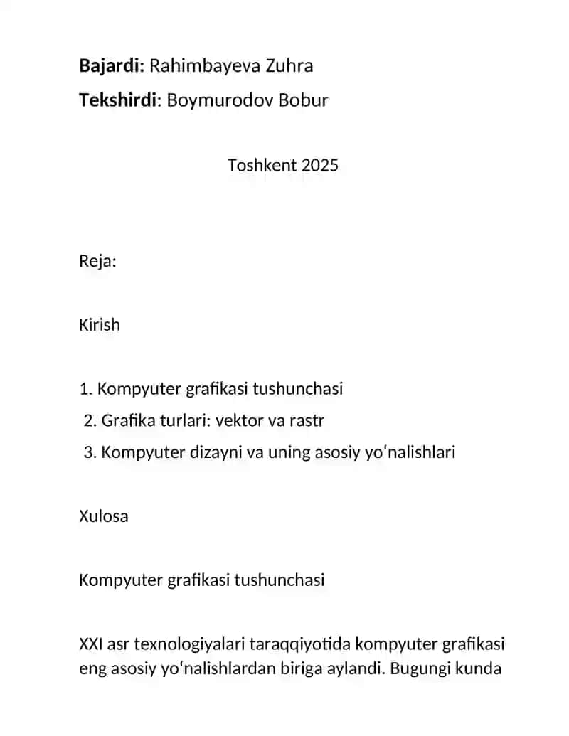 Kompyuter grafikasi va dizayn haqida asosiy tushunchalar 2