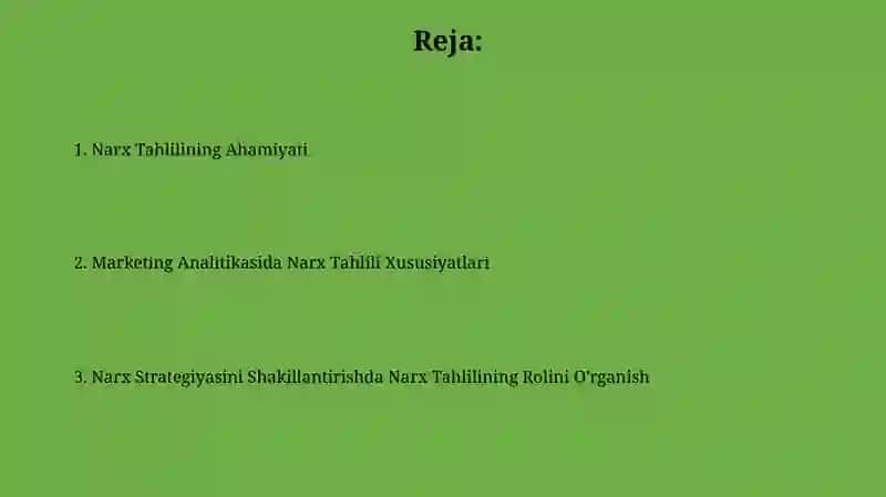 Narxlarni Tahlil Qilishning Maqsadga Muvofiqligi 2