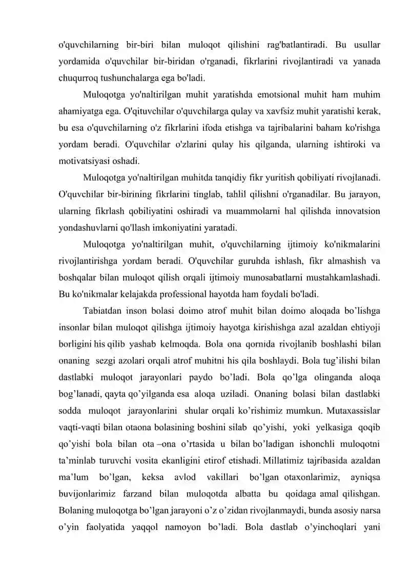 Muloqotga yo'naltirilgan muhit yaratishning òqitish jarayoniga ta'siri 2