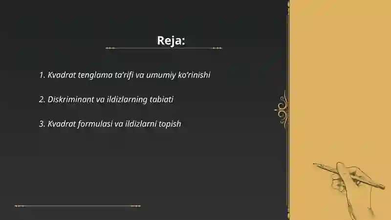 Kvadrat tenglamalar va tengsizliklar yechimi 2