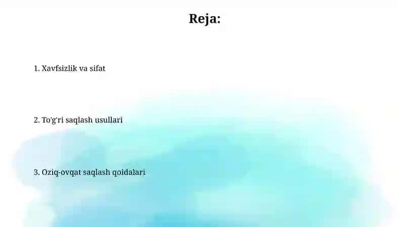 Oziq-ovqat mahsulotlarini saqlash qoidalari 2