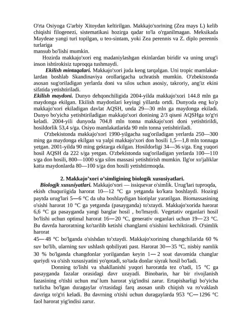 Makkajo’xori biologiyasi va yetishtirish texnologiyasi 2