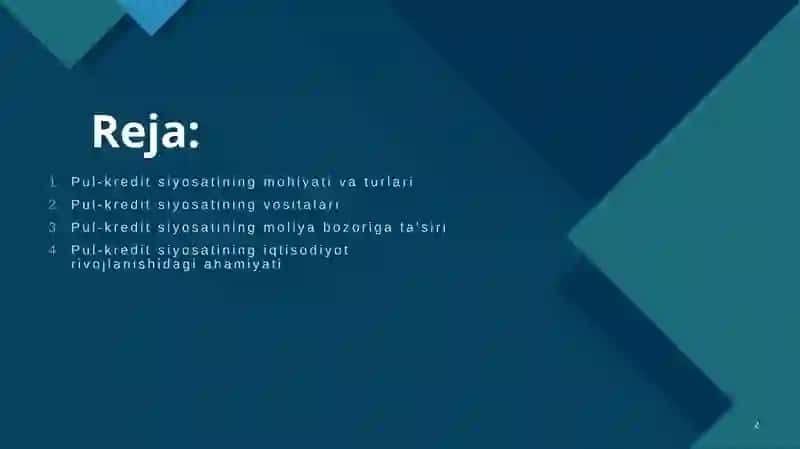 Davlatning pul- kredit siyosati va uni moliya bozoriga ta'siri va ahamiyatı 2