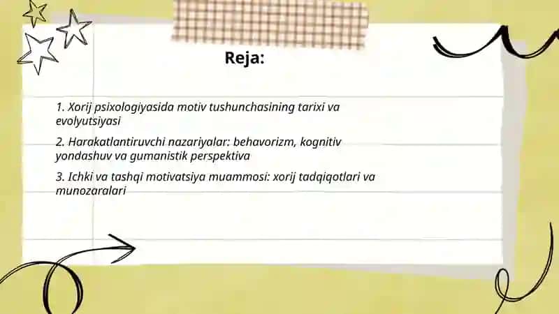 Xorij psixologiyasida motiv va motivatsiya muammosi 2