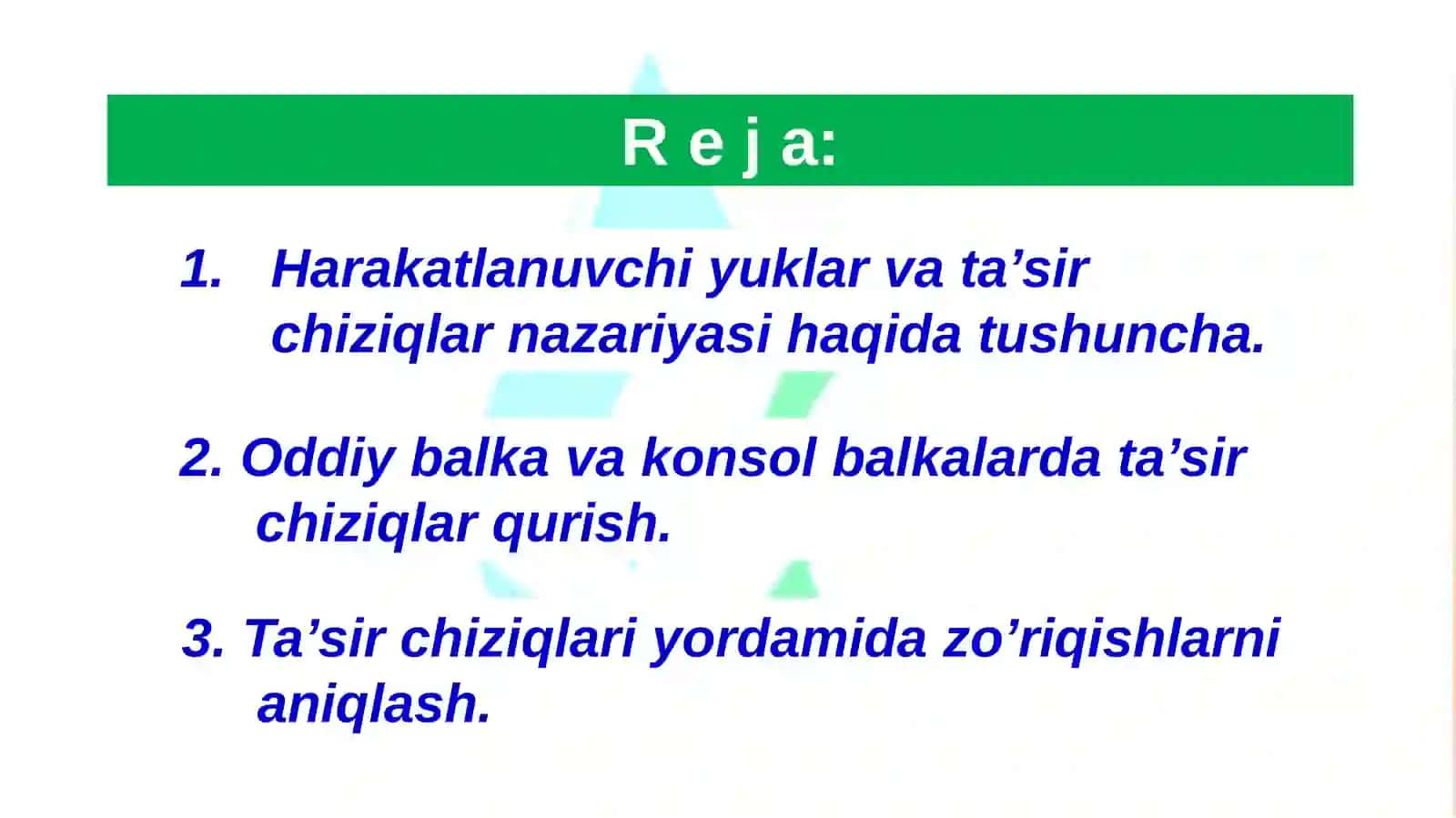 Harakatlanuvchi yuklar va ta’sir chiziqlar 2