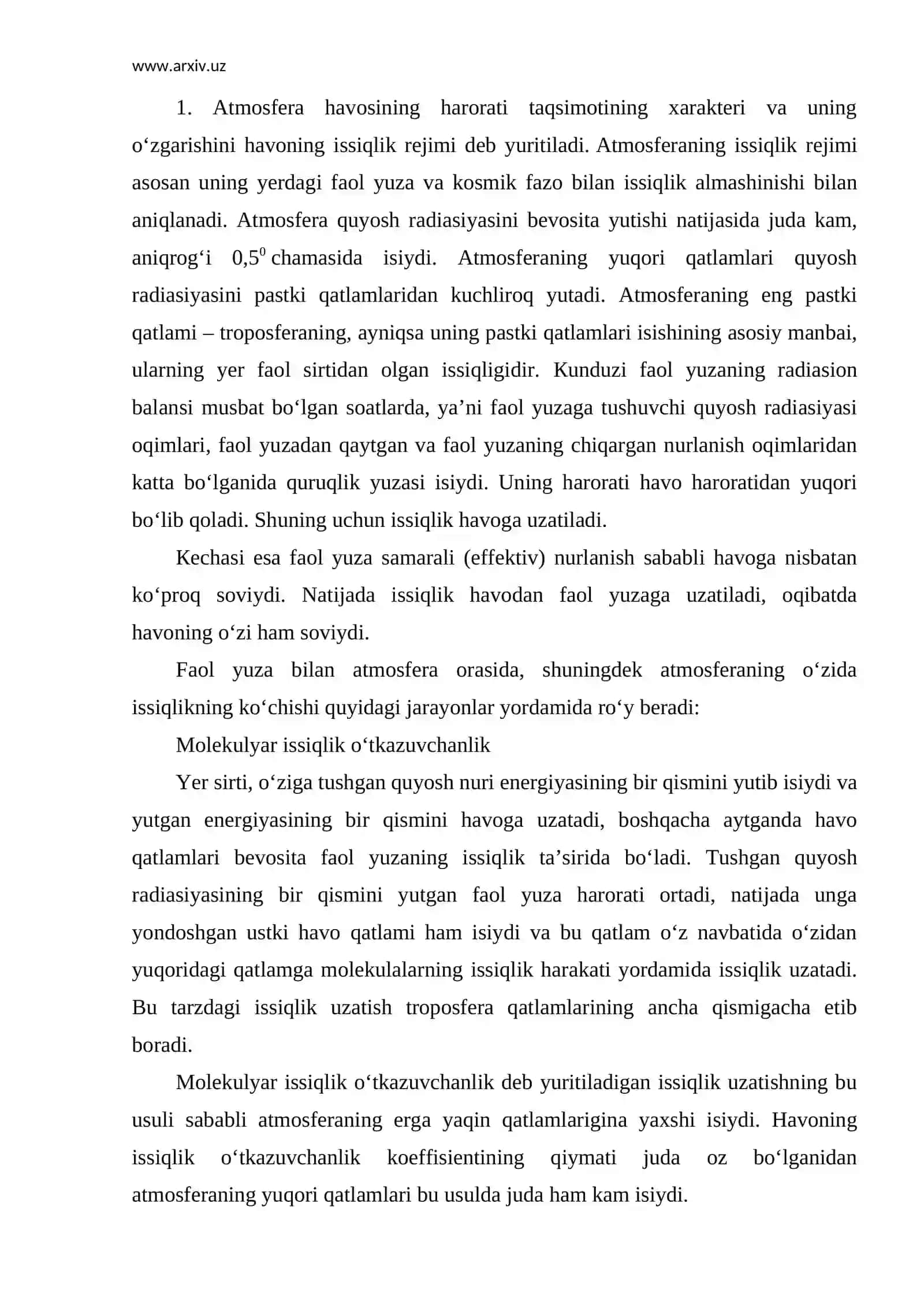 Atmosferaning issiqlik rejimi 2