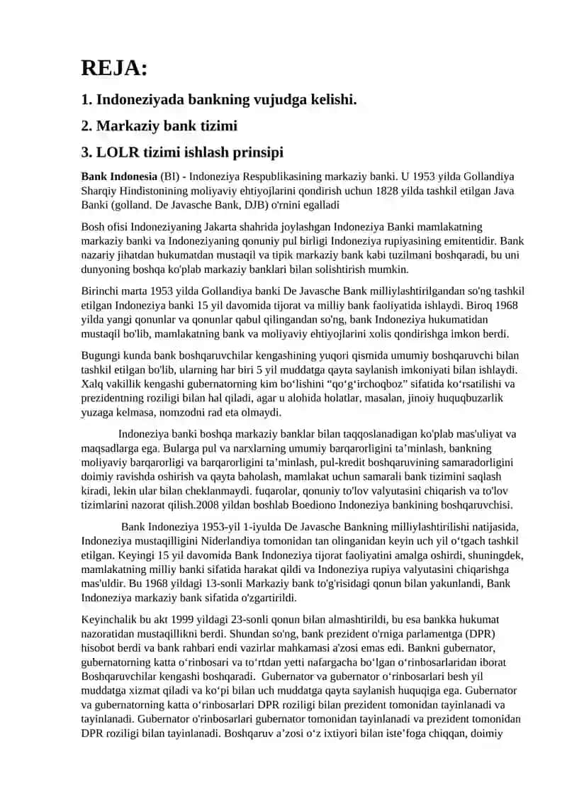 Indoneziya bank ishi 2