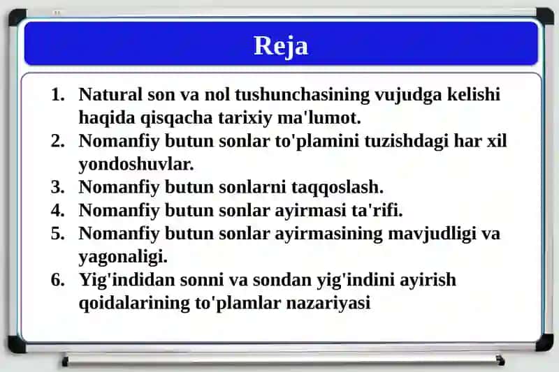 Nomanfiy butun sonlarni to'plami 2