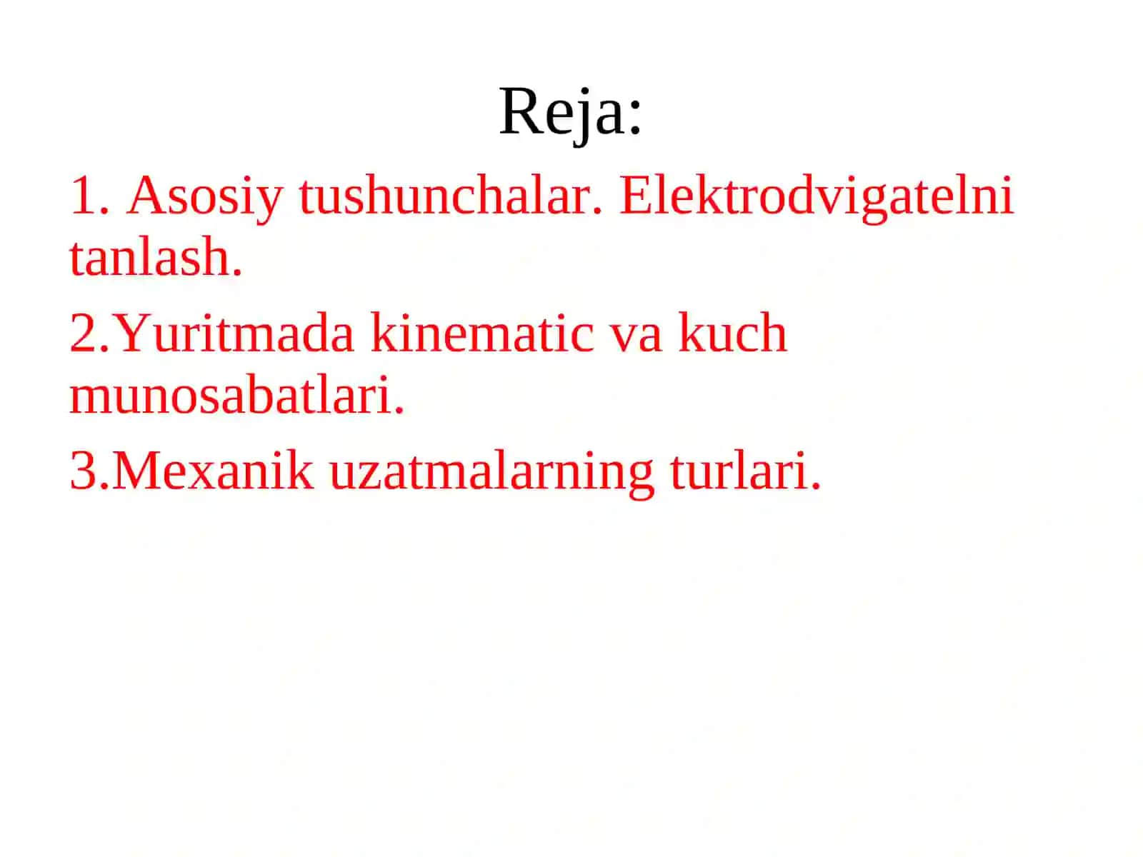 Uzatmalar.Mexanik uzatmalar to’g’risida ma’lumotlar 2
