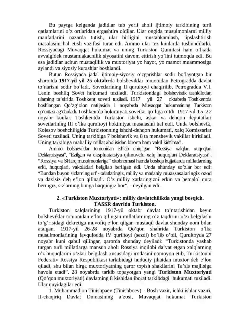 Turkistonda sovet hokimiyatining o'rnatilishi 2